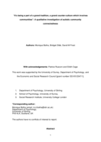 It s being a part of a grand tradition, a grand counter-culture which involves communities : A qualitative investigation of autistic community connectedness