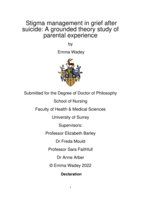 Stigma management in grief after suicide: A grounded theory study of parental experience