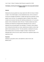 Developing, Nurturing, and Sustaining an Adolescent and Young Adult-Centered Culture of Care