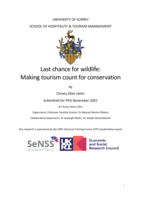 Last chance for wildlife:  Making tourism count for conservation