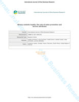 Winery website loyalty: the role of sales promotion and service attributes
