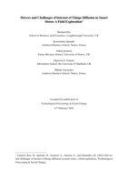 Drivers and Challenges of Internet of Things Diffusion in Smart Stores: A Field Exploration 1