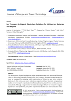 Ion Transport in Organic Electrolyte Solutions for Lithium-ion Batteries and Beyond