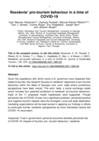 Residents  pro-tourism behaviour in a time of COVID-19