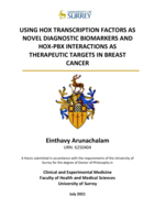 Using HOX Transcription Factors as Novel Diagnostic Biomarkers and HOX-PBX Interactions as Therapeutic Targets in Breast Cancer