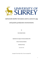Salmonella biofilm formation and its control in pig and poultry production environments