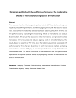 Corporate Political Activity and Firm Performance: The Moderating Effects of International and Product Diversification