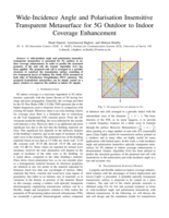 Wide-Incidence Angle and Polarisation Insensitive Transparent Metasurface for 5G Outdoor to Indoor Coverage Enhancement