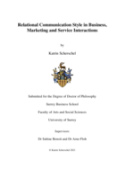 Relational Communication Style in Business, Marketing and Service Interactions