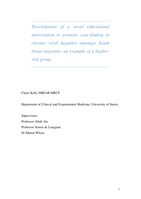 Development of a novel educational intervention to promote case-finding in chronic viral hepatitis amongst South Asian migrants- an example of a higher risk group