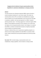 Engaging informal institutions through corporate political activity: Capabilities for subnational embeddedness in emerging economies