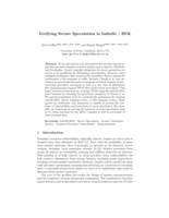 Verifying Secure Speculation in Isabelle/HOL