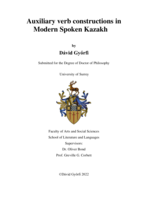 Auxiliary verb constructions in Modern Spoken Kazakh