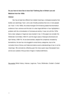 Do you have to have Sex to have Sex? Defining Sex in British Law and Medicine from the 1950s