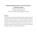 Managing Sustainable Development in International Business: Challenges and Insights