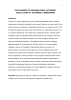 The Dynamics of Organizational Autonomy: Oscillations at Automobili Lamborghini