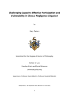 Challenging Capacity: Effective Participation and Vulnerability in Clinical Negligence Litigation