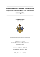 Magnetic resonance studies of capillary water ingress into carbonated and non-carbonated cement pastes.