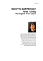 Identifying Eurhythmics in Actor Training The viewpoints of time & space