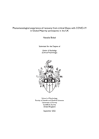 Phenomenological experience of recovery from critical illness with COVID-19 in Global Majority participants in the UK