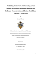Modelling Framework for Assessing Green Infrastructure Interventions to Simulate Air Pollutant Concentration and Urban Heat Island Effect at Urban Scale