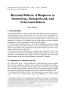 Rational Robots: A Response to Interesting, Renegotiated, and Relational Robots