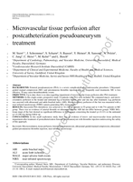 Microvascular tissue perfusion after postcatheterization pseudoaneurysm treatment