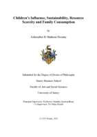 Children’s Influence, Sustainability, Resource Scarcity and Family Consumption