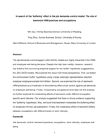In search of the 'buffering' effect in the job demands-control model: The role of teamwork HRM practices and occupations