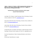 Assessing feeder motivations and behaviour within couples using the Feeder Questionnaire