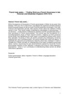 'French lady seeks horizontal ellipsis ': finding work as a French governess in late Victorian and Edwardian England (1870-1914)