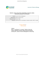 Restrict, clean and protect: Signalling consumer safety during the pandemic and beyond
