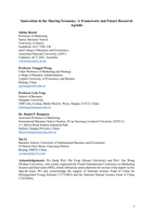 Innovation in the sharing economy: A framework and future research agenda