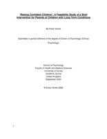 ‘Raising Confident Children’: A Feasibility Study of a Brief Intervention for Parents of Children with Long-Term Conditions
