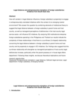 Legal distance and entrepreneurial orientation of foreign subsidiaries: Evidence from Southeast Asia
