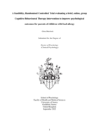 A feasibility, Randomised Controlled Trial evaluating a brief, online, group Cognitive Behavioural Therapy intervention to improve psychological outcomes for parents of children with food allergy