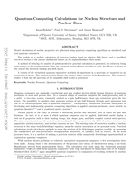 Quantum computing calculations for nuclear structure and nuclear data