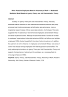 When proactive employees meet the autonomy of work—A moderated mediation model based on agency theory and job characteristics theory