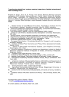 Food systems transformation requires science–policy–society interfaces that integrate existing global networks and new knowledge hubs