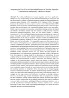Integrating the Use of Ad hoc Specialised Corpora in Teaching Specialist Translation and Interpreting: A Reflective Report