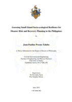 Assessing Small Island Socio-ecological Resilience for Disaster Risk and Recovery Planning in the Philippines
