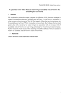 A Systematic Review of the Effects of Urban Living on Suicidality and Self-Harm in the UK and Ireland