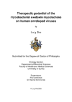 Therapeutic potential of the mycobacterial exotoxin mycolactone on human enveloped viruses
