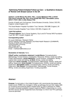 Optimising patient-initiated follow-up care – A qualitative analysis of women with breast cancer in the UK