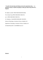 It s Still in the Test Tube and Finding out How the Experiment Ends   . A Qualitative Study on Health and Aging in Older Gay Males Living with HIV in England