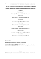 The Role of Perceived Autonomy-Supportive Communications for Motivating Prejudice Reduction and Avoiding Defiant Backlash Within the Police Force Workplace