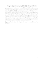 Tourism destination research from 2000 to 2020: A systematic narrative review in conjunction with bibliographic mapping analysis