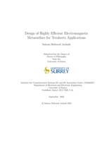 Design of Highly Efficient Electromagnetic Metasurface for Terahertz Applications