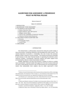 Algorithmic Risk Assessment: A Progressive Policy in Pretrial Release