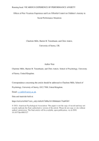 Effects of Peer Vicarious Experience and Low Effortful Control on Children's Anxiety in Social Performance Situations